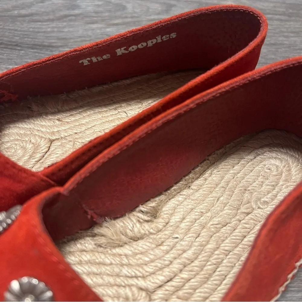 The Kooples Daisy Espadrilles, red, studded, size 37 / 6.5US